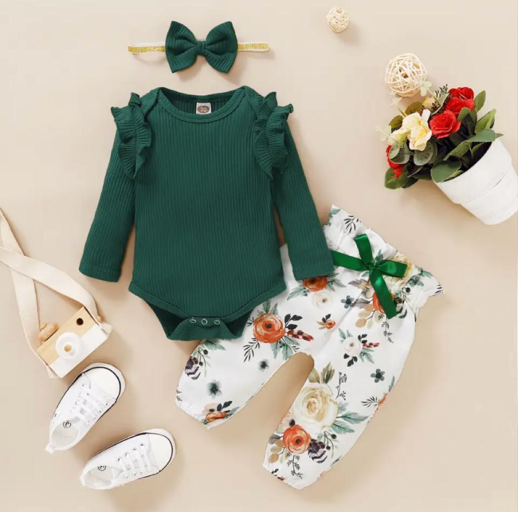 Conjunto para Niña Verde Floral