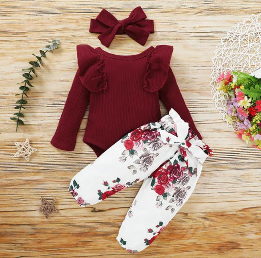 Conjunto para Niña Rojo Floral