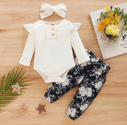 Conjunto para Niña Negro Floral